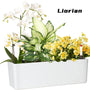 Liorian Elongated Self Watering Planter Pots Window Box 5.5 x 16 inch Indoor Home Garden Modern Decorative Planter Pot for All House Plants Flowers Herbs (White,1-Pack)