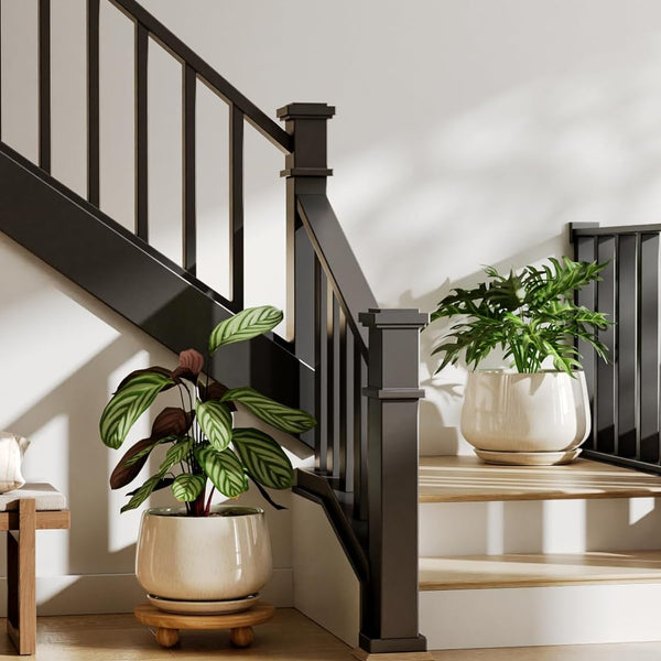 Liorian Ceramic Planter, 10 Inch Plant Pot with Drainage Hole & Saucer – Durable Indoor Planter for Modern Home Decor, Reactive Glaze Beige