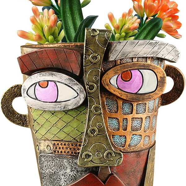 Liorian Abstract Face Planters Pots Head,Unique Head Planter for Indoor Plants,Funny Face Flower Pot,Colorful Plant Pots for Outdoor Garden Decor and Home Art Decoration(Classic)
