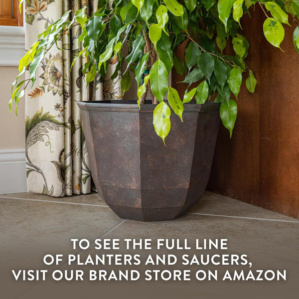 Classic Home and Garden Liorian Planting Pots - Lightweight Indoor & Outdoor Plant Pots - UV-Resistant Resin Flower Pots - Pot Planters for Flowers & Herbs (15” Indigo)