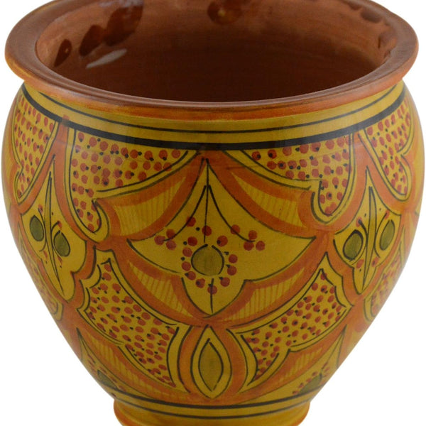Liorian Treasures Of Morocco Handmade Ceramic Flower Pot Moroccan Indoor Outdoor Mediterranean Spanish Style Garden Drain Hole Planter Yellow