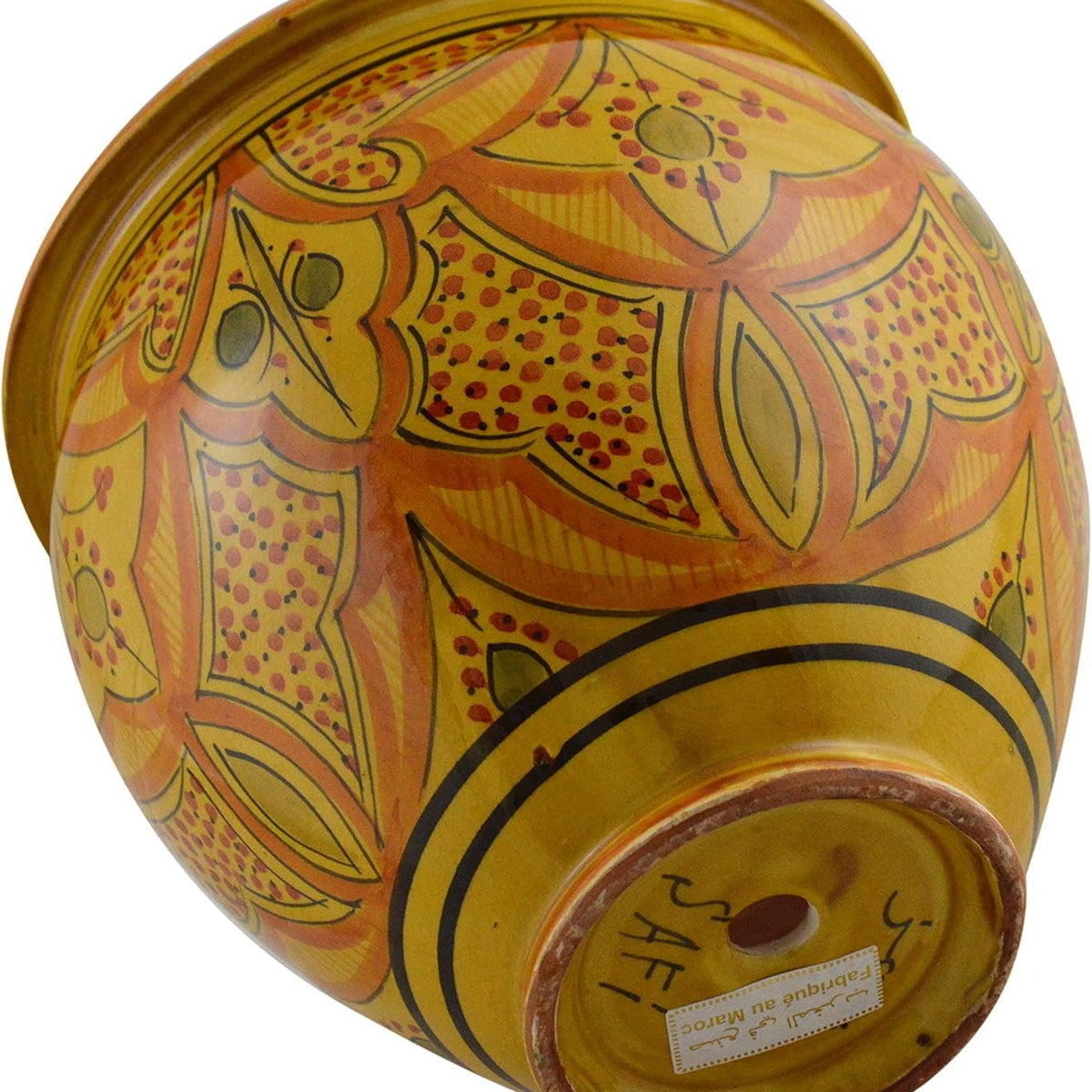 Liorian Treasures Of Morocco Handmade Ceramic Flower Pot Moroccan Indoor Outdoor Mediterranean Spanish Style Garden Drain Hole Planter Yellow